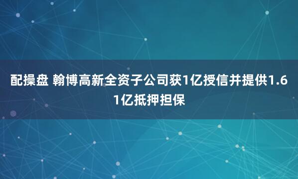 配操盘 翰博高新全资子公司获1亿授信并提供1.61亿抵押担保