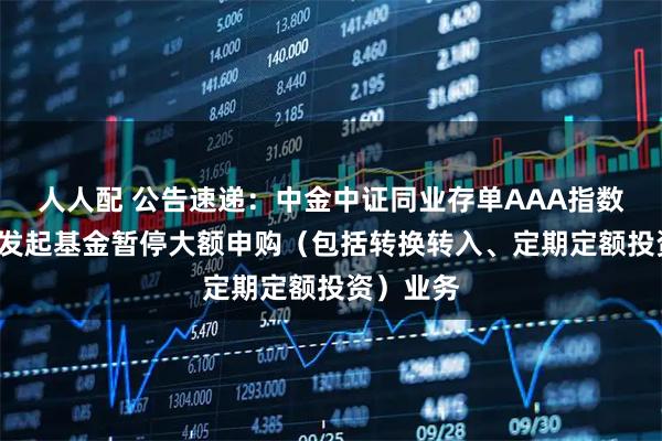 人人配 公告速递：中金中证同业存单AAA指数7天持有发起基金暂停大额申购（包括转换转入、定期定额投资）业务