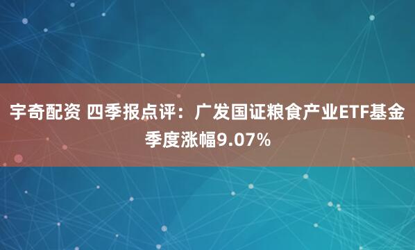 宇奇配资 四季报点评：广发国证粮食产业ETF基金季度涨幅9.07%